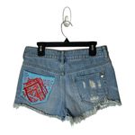 Kendall + Kylie ‎ Blue Denim Distressed Bohemian High Rise Jean Shorts Size 1 Photo 1