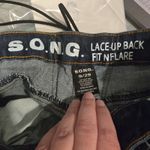S.O.N.G Women Sz 9 29 Lace Up Back Fit N Flare Jeans Blue Stretch Denim Y2K Boho Photo 6