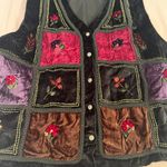White Stag  Whimsigoth Patchwork Black, Purple, Brown and Red Vest Photo 2