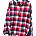Simply Noelle  size L XL‎ 12-14 red blue white long sleeve button up flannel top Photo 0