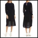 The Great ππ The Merry Dress ~ Navy Blue Velvet Burnout Polka Dot Midi M NWT Photo 5