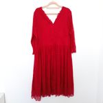 Lane Bryant Womens Dress Size 20 Red Lace Overlay 3/4 Sleeve Party Holiday Chic Photo 4