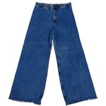 ZARA  The High Rise Marine Straight Jeans Size 12 Wide Leg Raw Hem 2553/041/400 Photo 4