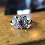 Natural Rhodolite Garnet Sterling Silver 18k Yellow Gold Vermeil Lotus Ring Photo 0