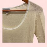 Vintage 90’s banana cream pointelle lightweight semi sheer wool blend lace top Yellow Size M Photo 2