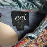 ECI  women's size 14 blue velour floral dress sleeveless asian kimono large Photo 2