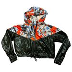 Nike Printed Windbreaker Jacket Cropped Black Orange Blue Medium Photo 0