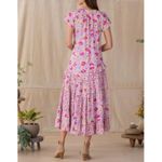 Sundance Pretty Petals Tiered Ruffle Purple Floral Maxi Dress Cotton Size Medium Photo 3