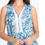 Johnny Was 💕💕 Aster Tiered Midi Dress 100% Linen ~ Blue Floral Print Small Photo 8