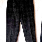 Piazza Sempione Audrey black plaid velvet high waisted straight leg ankle pants Photo 0