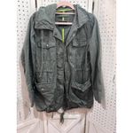 Hurley Utility Jacket Olive Green Cargo Pockets Drawstring Hooded Lightweight Casual Photo 1