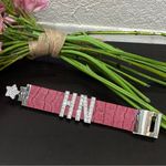 Havana Night Show Pink Croc Leather Band Bracelet with HN Bling Initials Photo 0