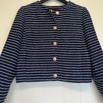 NWT J. CREW Tweed Lady Jacket Antique Navy Ivory Stripe Blue Size 4 Photo 4