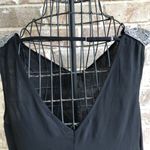 Charming Charlie  Sequin Beaded V Neck Black Top Photo 6