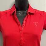 Puma Red Polo Button Down Shirt with Cuffed Cap Sleeves Photo 1