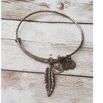 ALEX AND ANI - Feather Charm Bracelet / Bangle - *Tarnished* Photo 0
