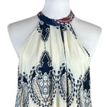 Jaase Boho Halter Tie Neck Swing Dress Cream Blue Multi Women’s Size Small Photo 4