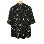 CURE Black Daisy Floral Print Tie Neck Top Short Sleeve Women Plus Size 3XL NWT Photo 4