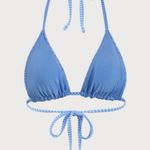 BERLOOK Blue Textured Striped Halter Bikini Top ONLY 06 Size M Photo 6