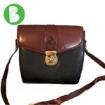 VINTAGE 1990'S BRIZA CLASSIC BROWN AND BLACK VEGAN LEATHER CROSSBODY PURSE Photo 2