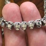 Tennis prong set clear glass stone silver plated necklace Photo 2