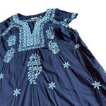 Soft Surroundings Navy Embroidered Tunic Mini Dress Short Sleeve Size 2X Women's Photo 2