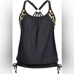 Holipick Womens Blouson Tankini Top Tummy Control Swimsuit Top with Racerback Black Size XS Photo 3