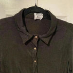 Princess Polly  Black Stretchy Snap Front Long Sleeve Collared Top Size 12 Photo 1