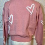 PINCH Pink Sweater with White Hearts Crewneck NEW Size M Photo 3