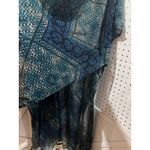 BCBGeneration  Blue Teal Geometric Print Sheer Duster Kimono Cardigan Photo 5