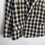 Smythe Women's Double Breasted Min Plaid Blazer Navy Check Size 6 Blue Photo 1