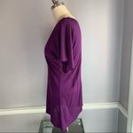 Full Tilt bright purple dolman sleeve deep V neck top with lace trim Photo 2