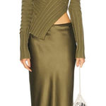 Cult Gaia Chantel Skirt in Cedar Green Large New Womens Satin Long Maxi Photo 0