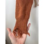 Dreamers by Debut XS Frayed Rust Orange Distressed Crop Sweater Boho Cropped Brown Photo 3