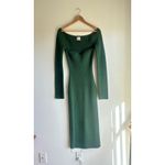 Khaite Beth Long Sleeve Bustier Midi Dress Medium Green Photo 3