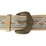 Tan Leather Embroidered Boho Western Belt size medium made in India Photo 1