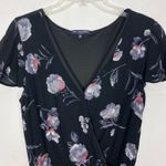 One Clothing  Floral Black Romper Juniors Large Short Sleeve Faux Wrap Photo 2