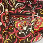 Vera Bradley ‎ Brown Pink Quilted Tote Bag Floral Print Travel Shoulder Bag Photo 3