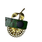 Vintage Gold Tone Flower Brooch Turquoise & Pink Rhinestone Floral Pin Photo 6