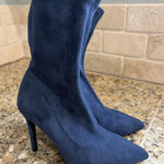 Shoe Dazzle Navy Blue SCARLETTE Faux Suede Heeled Booties Shoes Womens 6 Photo 0