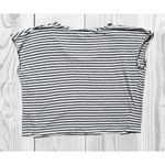 Frame Women’s M Blouse Black Stripe Rolled Short Cap Sleeve Boxy Oversiz… Photo 1
