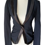 BCBGMAXAZRIA  Navy‎ Black Satin-Trim Blazer Size XXS Business Casual Office Photo 0