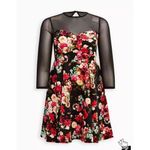 Torrid -Plus Size - Woman’s Size 4X Mini Scuba Illusion Neck Dress Black Floral Photo 1