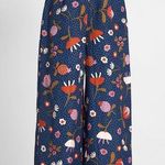 Modcloth  x Princess Highway | Floral Wide Leg Cropped Linen Blend Pants in Navy Photo 0