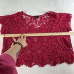 Torrid  Plus 0X Top Crochet Layering Cropped Scoop Neck Dark Pink Short Sleeve Photo 9