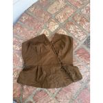 Free People  Brown Sleeveless Top Asymmetrical Button Ruched Back Size‎ Small NWT Photo 1