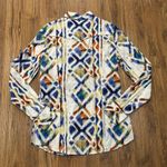 Tin Haul  Shirt Womens Large Cowgirl Pearl Snap Cream Blue Red Western Rodeo Photo 7