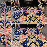 Socialite  Watercolor Floral Geometric Black Lace Yoke Mini Dress Royal Blue S Photo 9