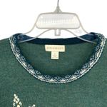 Appleseed's Wool Green Embroidered Snowflake Crewneck Sweater Nordic Size L Photo 4