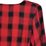 Sanctuary Buffalo Plaid Red & Black V Neck Button Down Festive Blouse Size XS Photo 5